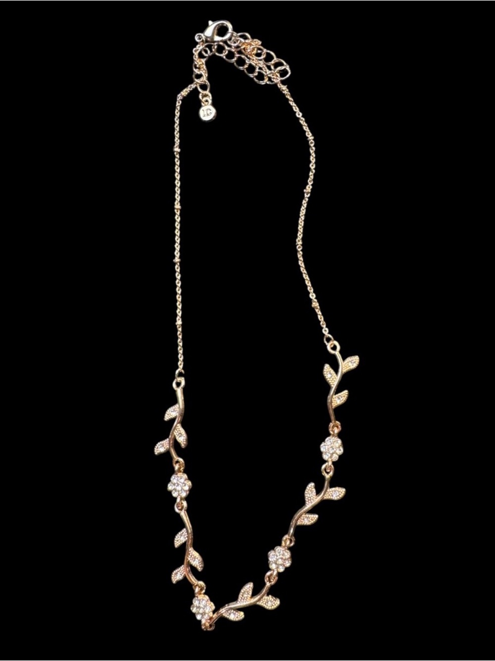 Lauren Conrad Gold Tone Crystal Vine Station Necklace